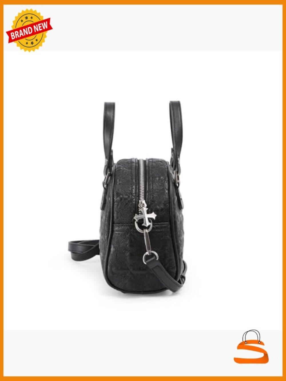 Vegan Leather Bowling Bag Crossbody Top Handle Purse Y2K - Picture 6 of 7
